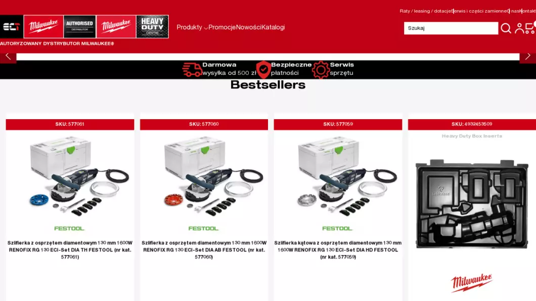 Sklep internetowy z elektronarzędziami ECT Technik - podgląd