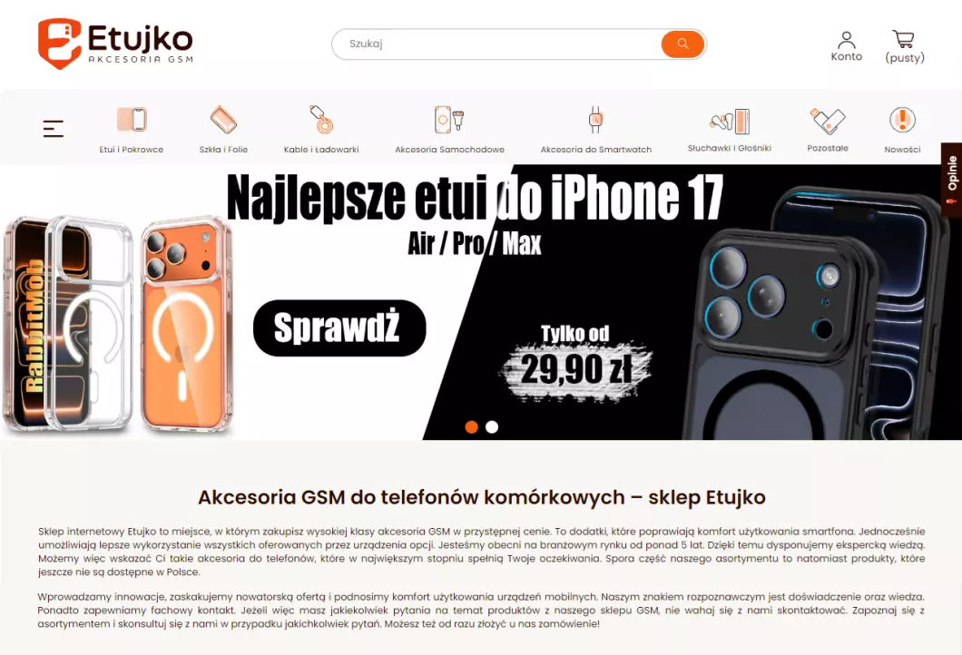 Sklep GSM Etujko - podgląd